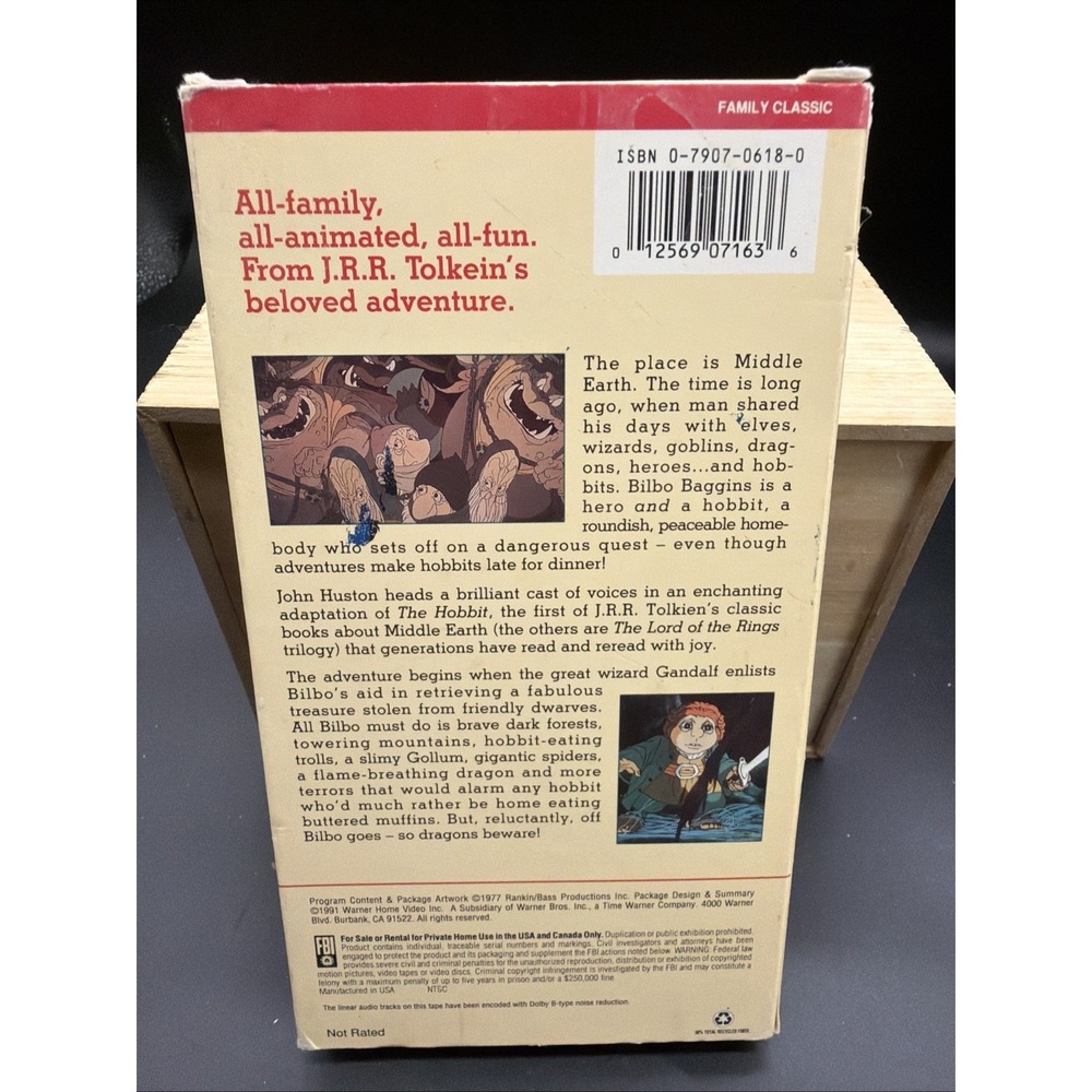 THE HOBBIT VHS, 1977, Animated, Rankin/Bass, JRR Tolkien 1991 Vintage ~ Vg Cond. - Picture 2 of 6